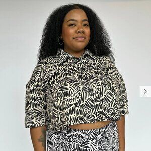 Linen Olivia Top - Zig Zag